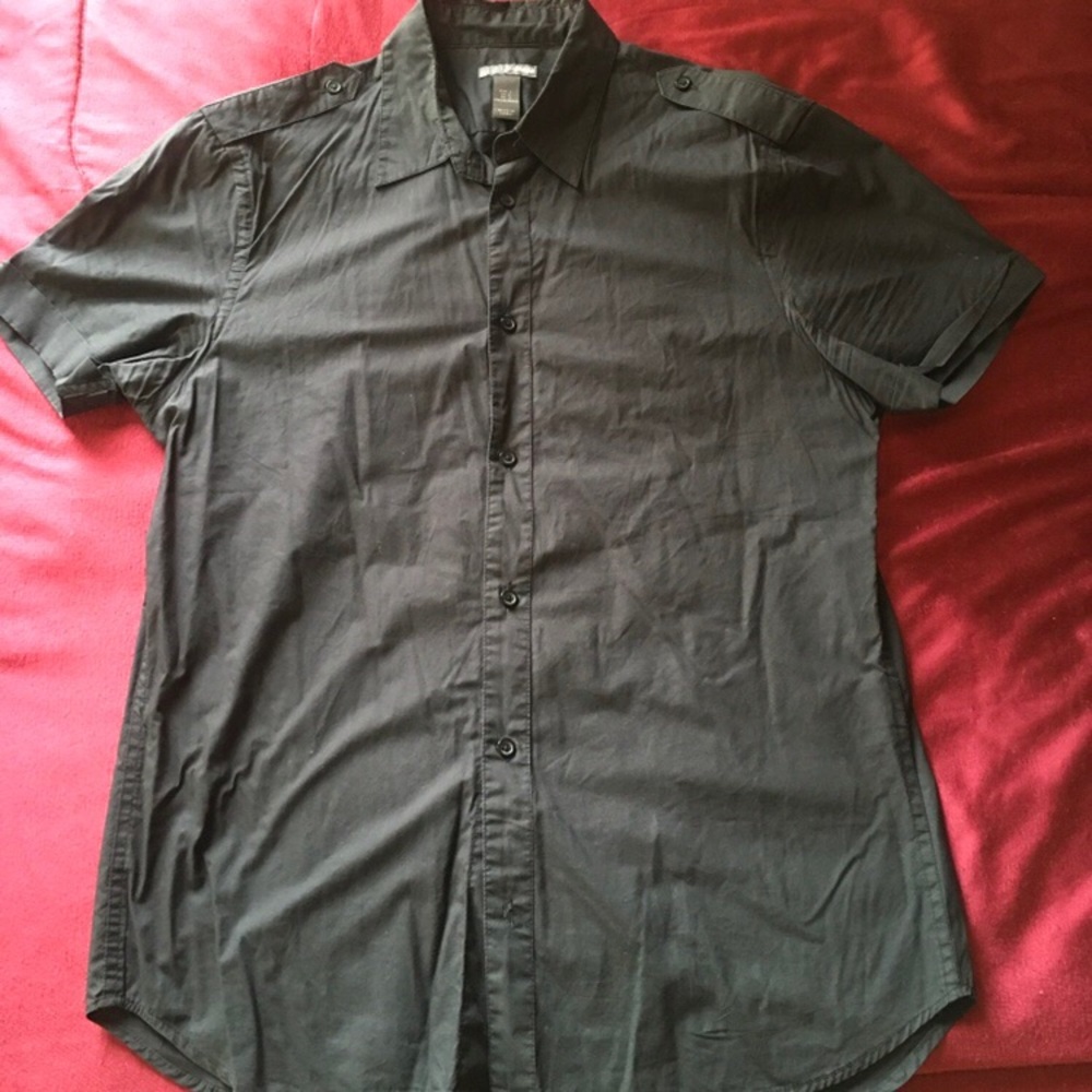 Used H&M Short Sleeve Black Button Shirt